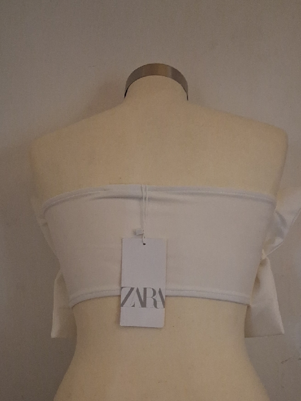 Zara White Off-Shoulder Elastic Ruffle Crop Top - Picture 2 of 4